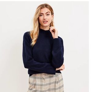 LOFT Wide Sleeve Mock Neck Sweater - Deep Space Blue (L)